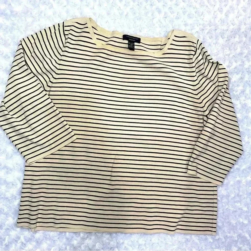 Cable &‎ Gauge Woman Striped Beige & Black 3X Top